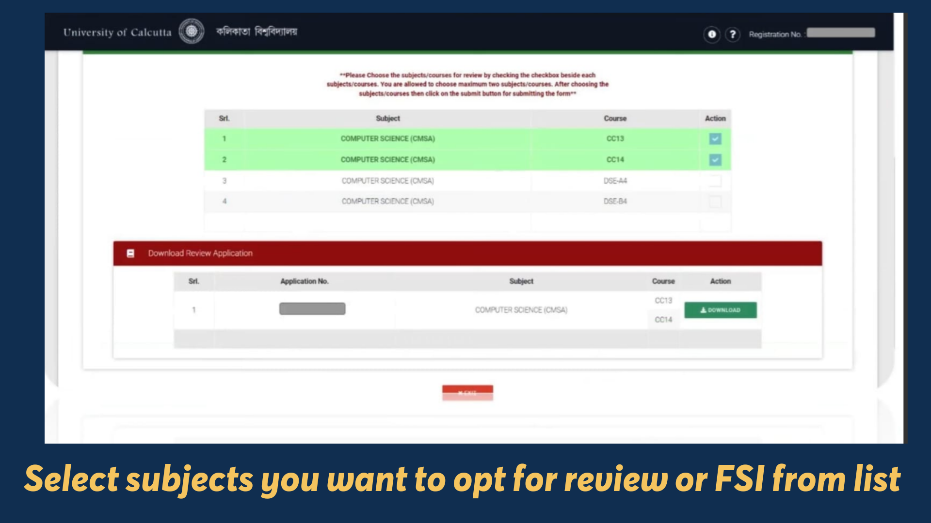 Subject selection for review/FSI