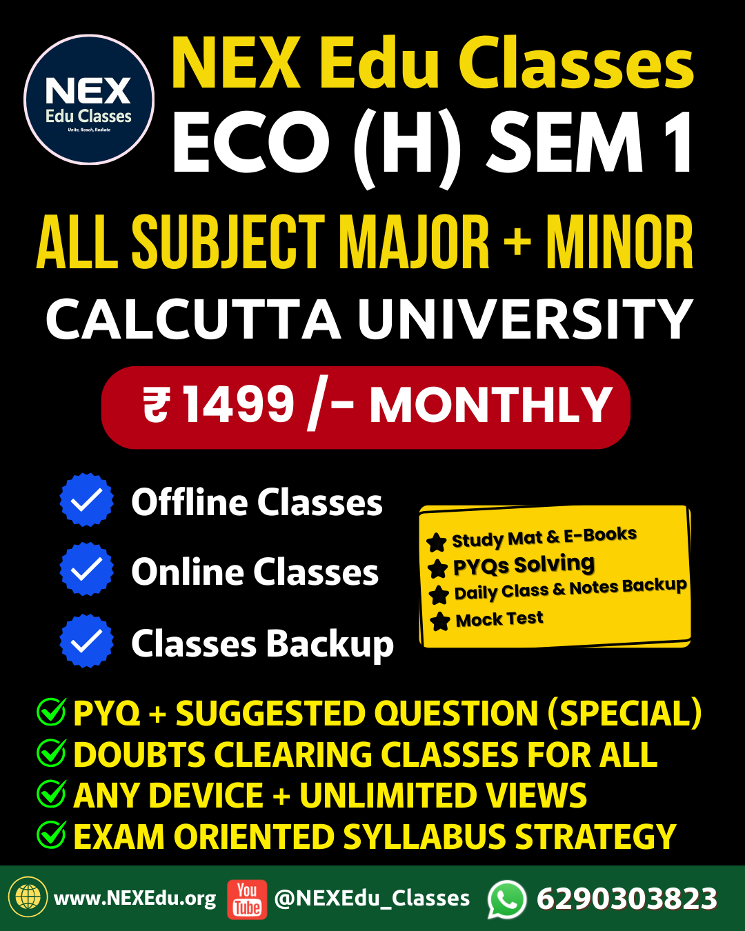 NEX Edu Classes B.Sc. Economics Honours Course Poster